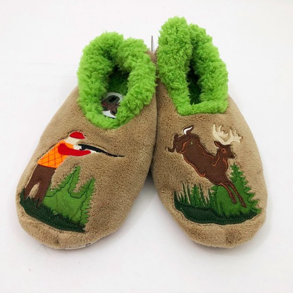 NWT Snoozies Men's Slippers Hunter Deer Medium 9/10 Tan - Picture 1 of 6